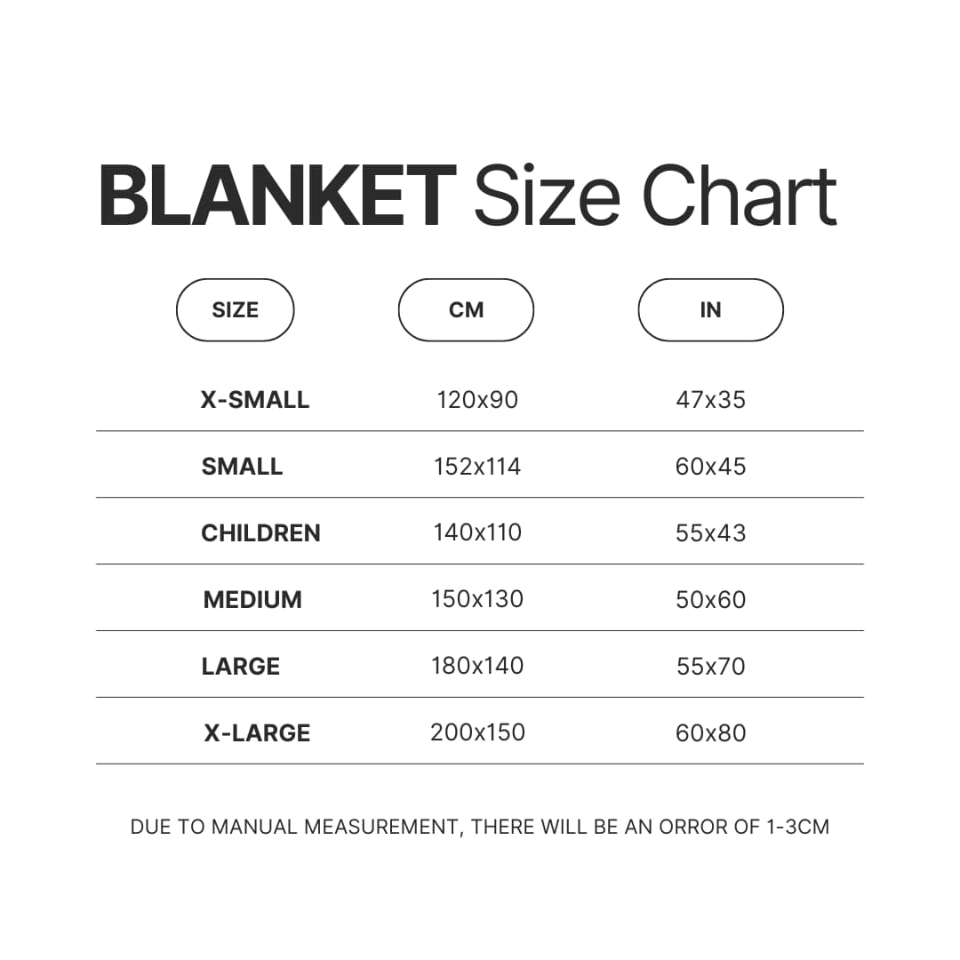 Blanket Size Chart - Tokyo Ghoul Shop
